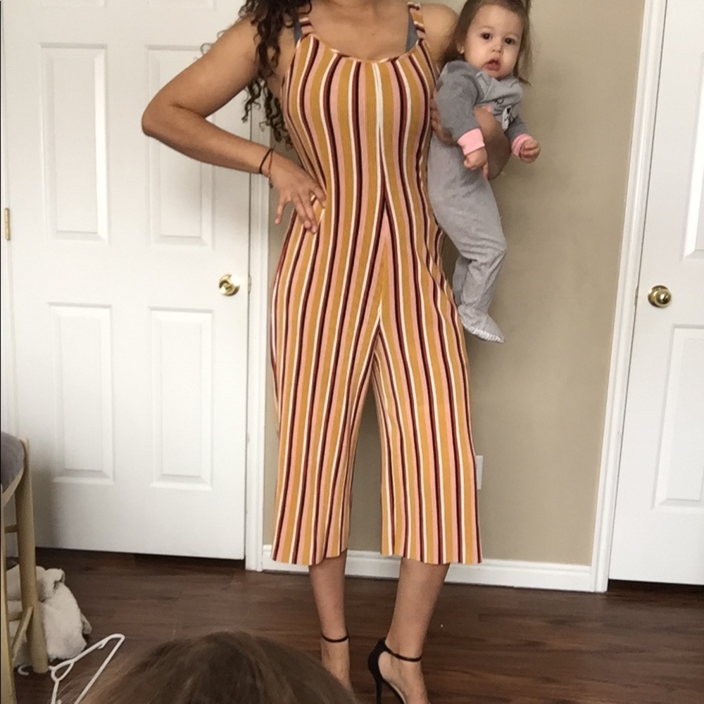 Retro striped jumpsuit